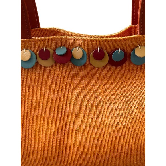 Leather and Fine‎ Jute Woven Tote Shoulder Bag Gorgeous Detail EUC - Picture 3 of 13